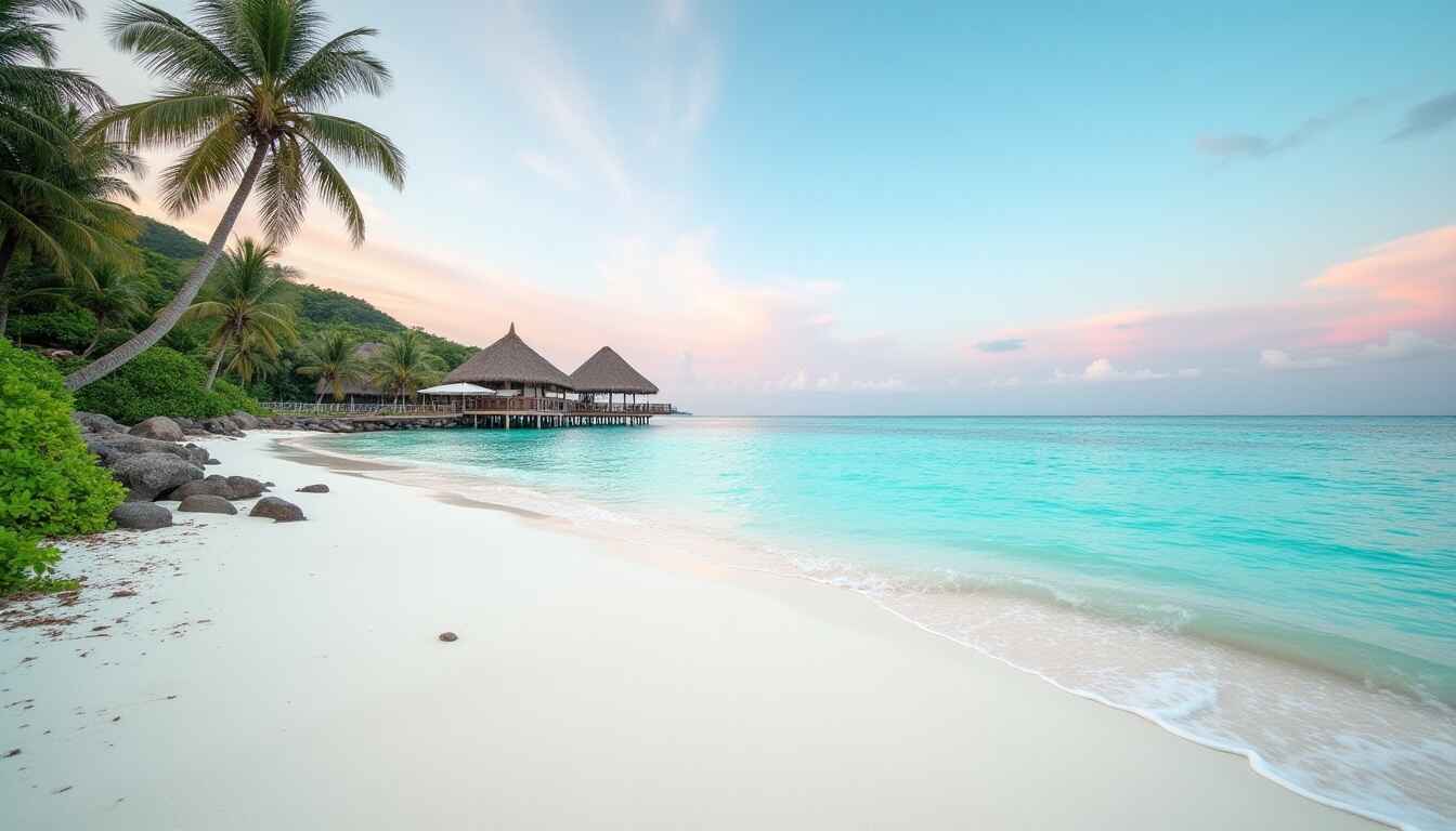 Family walking along a sunny shoreline