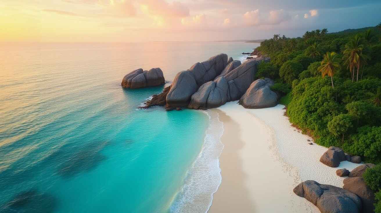 Coastal cliffs with waves at sunset